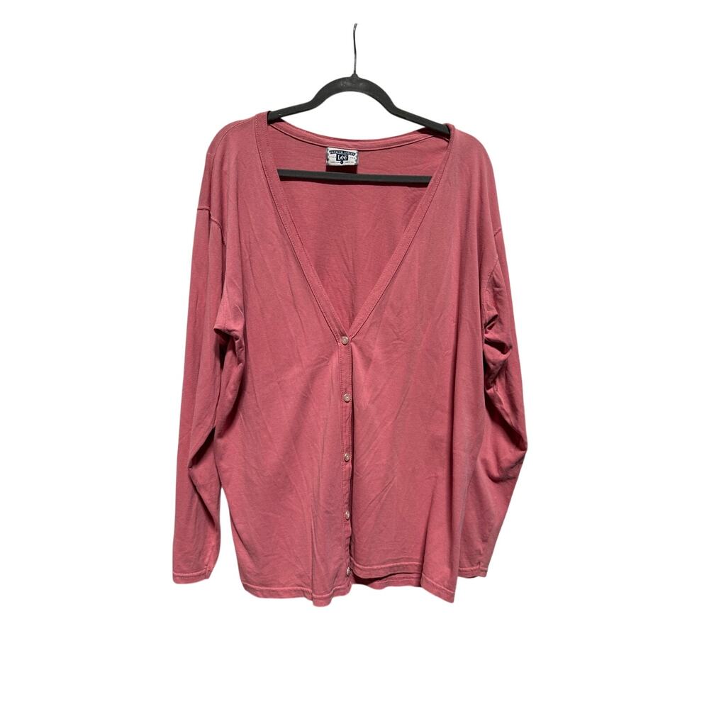 Vintage Lee Cardigan Women's Large Pink Made in USA 100% Cotton Grandmacore